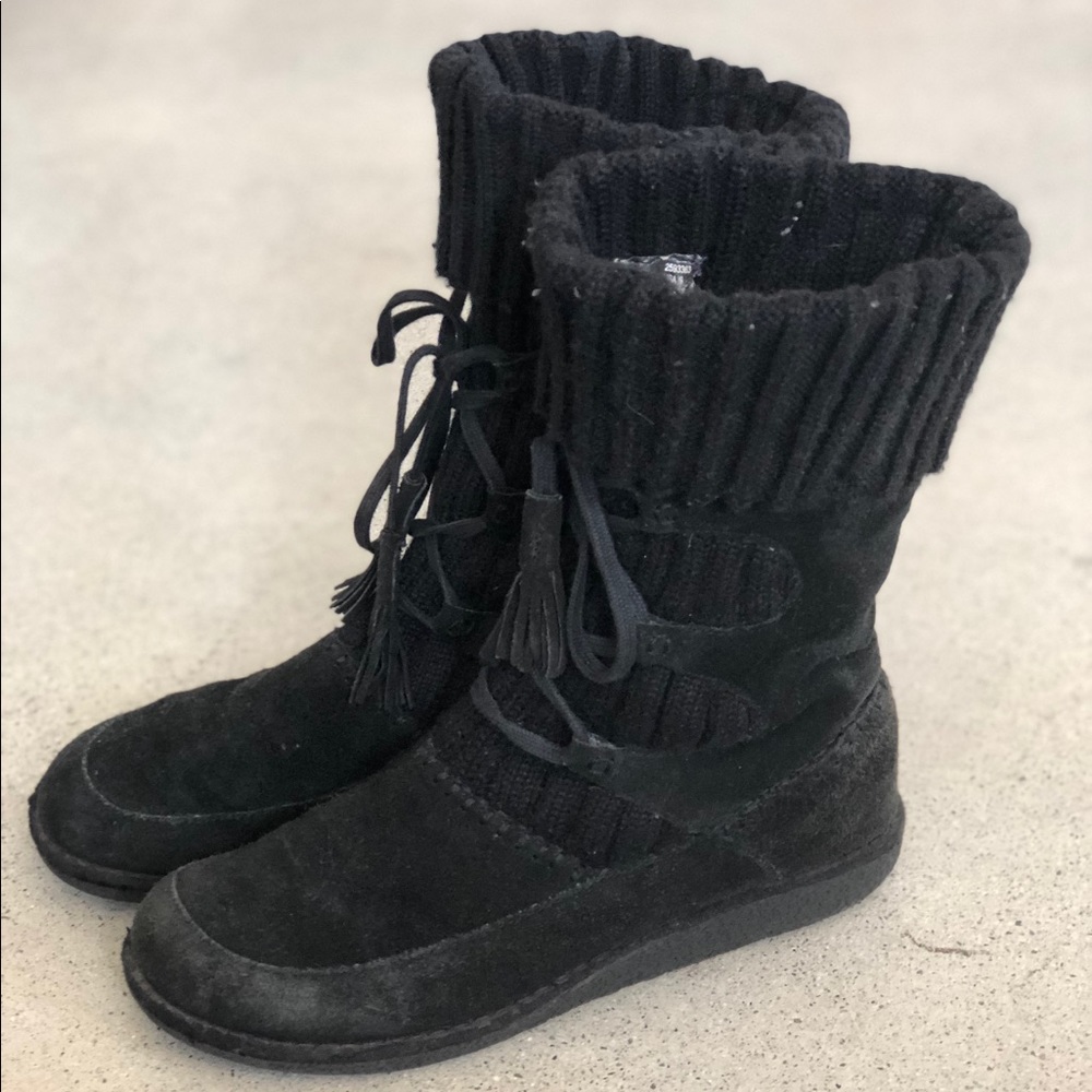 Black Suede Moccasin style Boots size 9
